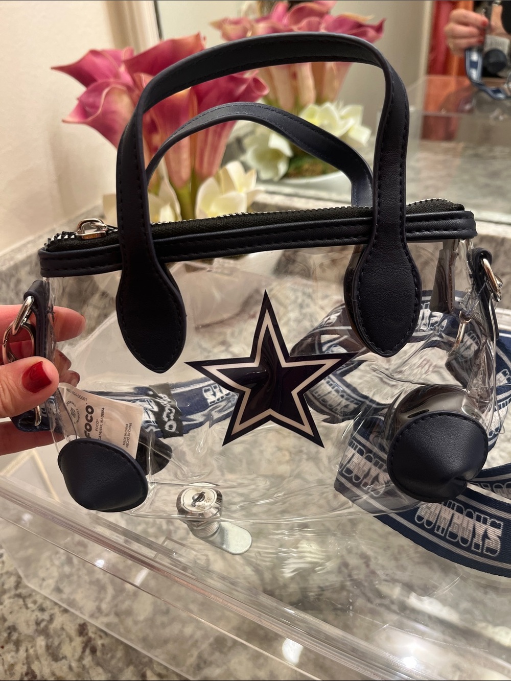 NFL Clear Crossbody Bag with Black Trim and Star